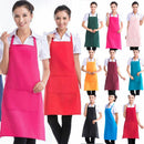 Women Solid Cooking Kitchen Restaurant Bib Apron Dress with PocketHW
