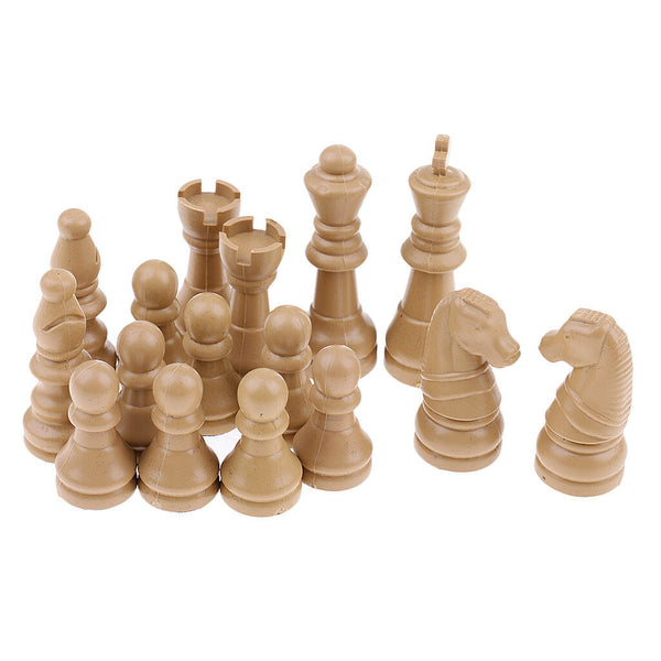 16pcs Plastic Chess Pieces - Pieces Only - No Board - 63mm King Beige