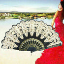 Womens Lace Fabric Silk Folding Spanish Flamenco Dance H8O2 Fancy Fans Dres T6Z5