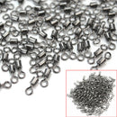 200Pcs Stainless Steel Rolling Barrel Swivels Round Eye Carp Sea Fishing Tackle