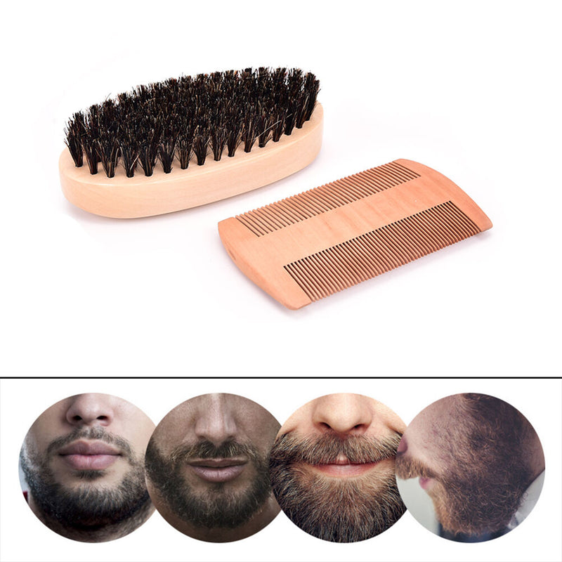 comb&shaving brush set boar bristles mustache beard clean for men beard tool FT