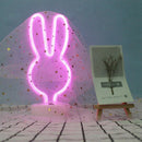 Decorative Rabbit Neon Sign Light LED Cute Animal Neon Marquee Light Art Wa
