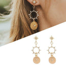 Women Crystal Sun Ear Stud Dangle Hook Drop Earrings Jewelry