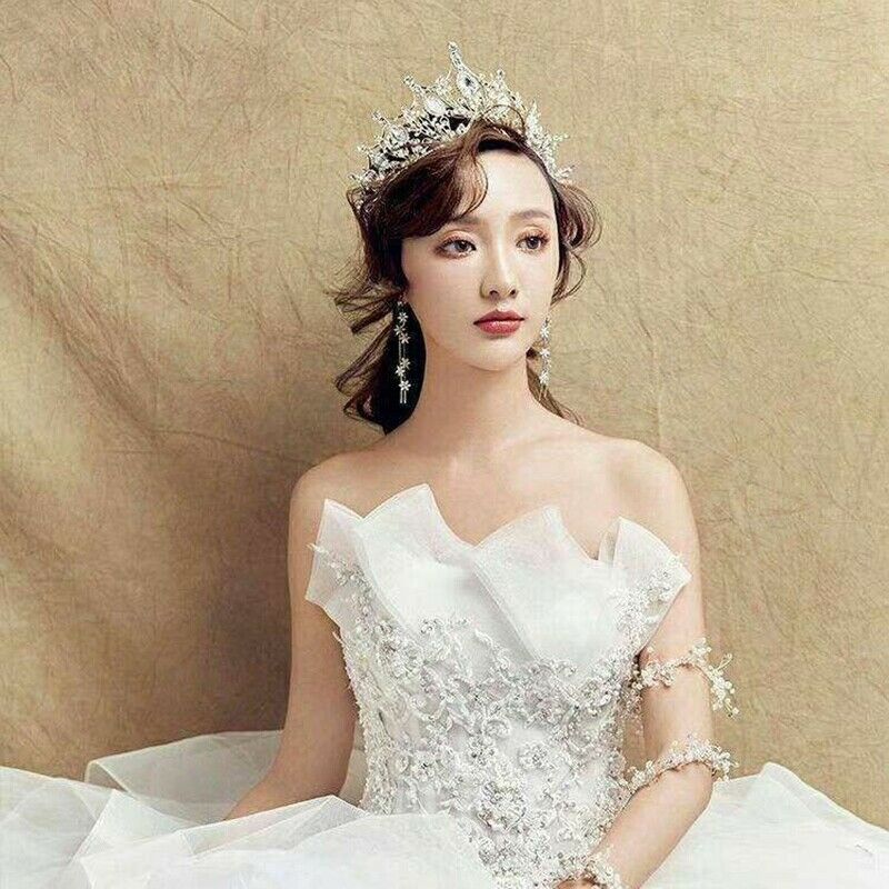 New Big Baroque Handmade Crystal Princess Crowns For Queen Rhinestone Tiara Y5O7