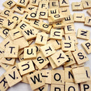 100pcs Wooden Alphabet Scrabble Tiles Black Letters & Numbers Craft Wood