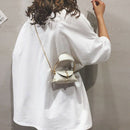Metal Ring Handle Women Handbag Mini Cute Tote Bag Chain Rivet Shoulder Bag W3M8