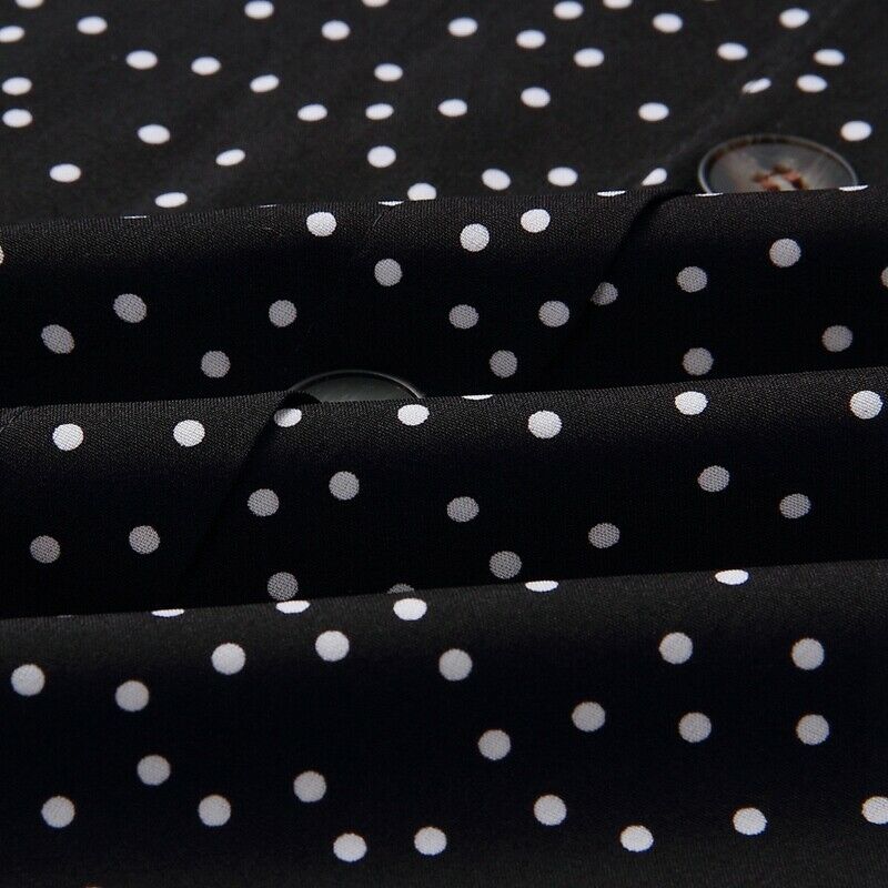 Summer Beach Polka Dot Dress Spaghetti Strap Semi-Backless Button Down A-Li U4O4