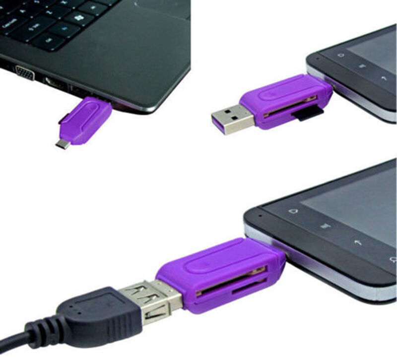 3Function Micro USB OTG TF/SD Card Reader for Cellphone Tablet PC Media PlaFDES