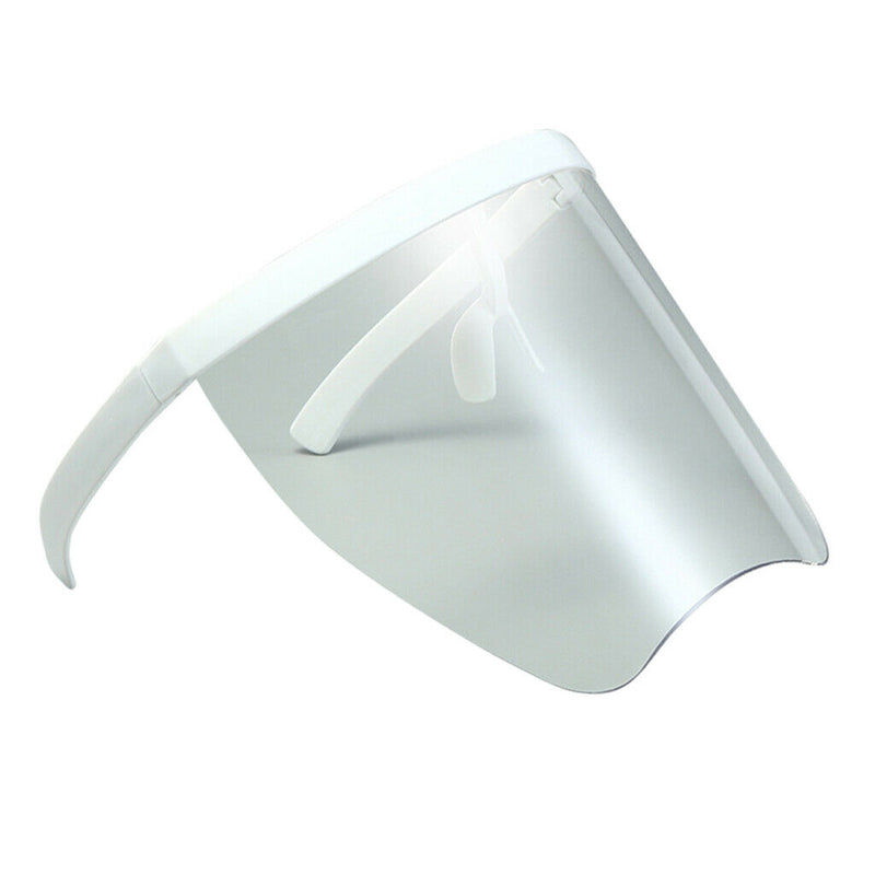 Large Full Face Shield Goggles Clear Lens Sunglasses Flat Top Wrap Visor White