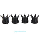 4pcs Crown Aluminum Bike Wheel Tyre Tire Air Valve Stem Caps Dust Cover Black