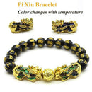 Black Obsidian Feng Shui Pi Xiu Bracelet Beads Attract Good Luck Wealth Bangle