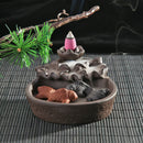 Double Fish Ceramic Backflow Incense Burner Cones Fragrant Smog Home Decor