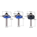 3Pcs Rabbet Router Bit with 6 Bearings Set -1/2 inchH - 1/4 inch Shank Wood