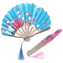 Pattern Chinese Style Hand Held Silk Bamboo Folding Fans Wedding Hand Fan FT