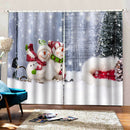 100x140cm Christmas Curtains Sets Waterproof Xmas Snowman 2Panels Drapes E