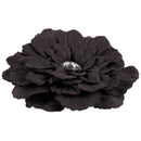 Barrette Hair Clip with Peony Flower and Strass for Baby Girls Women - Blac