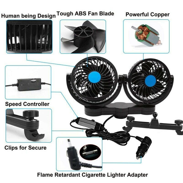 Car Fan Car Fan Rear Seat Adjustment Suction Cup Car Cooling Fan Powerful Q P8T8