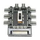 Splitter Cooling Fan Hub PC SATA 1 to 8 3Pin 12V Power Socket PCB Adapter
