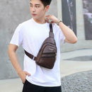 Solid Color Shoulder Packs Business Men PU Leather Crossbody Chest Bags