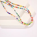 Women Boho Multicolor Beads Necklace Doublelayer Clavicle Choker Charm JewelFT