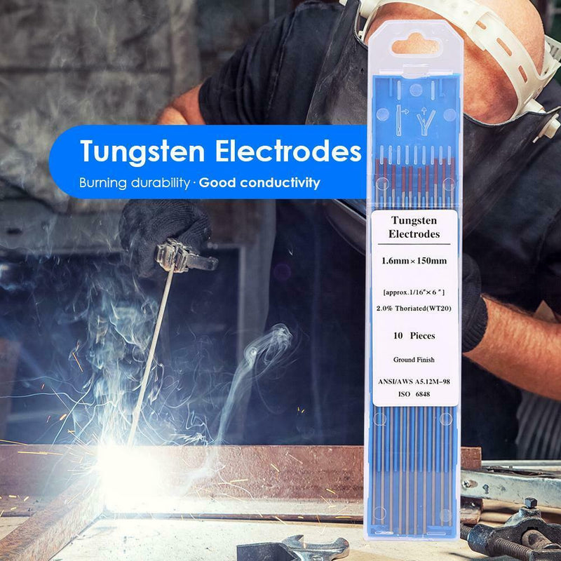 10pcs WT20 Tungsten Electrode Welding Rod for Argon Arc Welding (1.6x150mm)