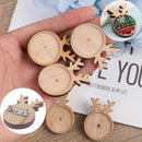 5pcs Christmas Wooden Deer 25mm Round Brooch Base Cabochon Blank Tray with P -Q