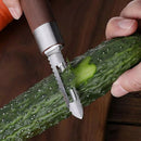 Scraper For Peeling Fruit Fish Scale With Serrated Blade & Wood Grain HaSEAU