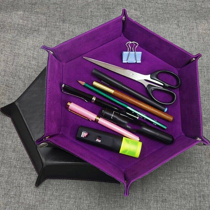 Dice Rolling Tray Dice PU Folding Hexagon Tray Dice and Game Storage Tray f O4X2