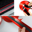 2x 2.5M*5cm Car Door Sill Scuff Pedal Protector Strips Red Sides Carbon Fiber