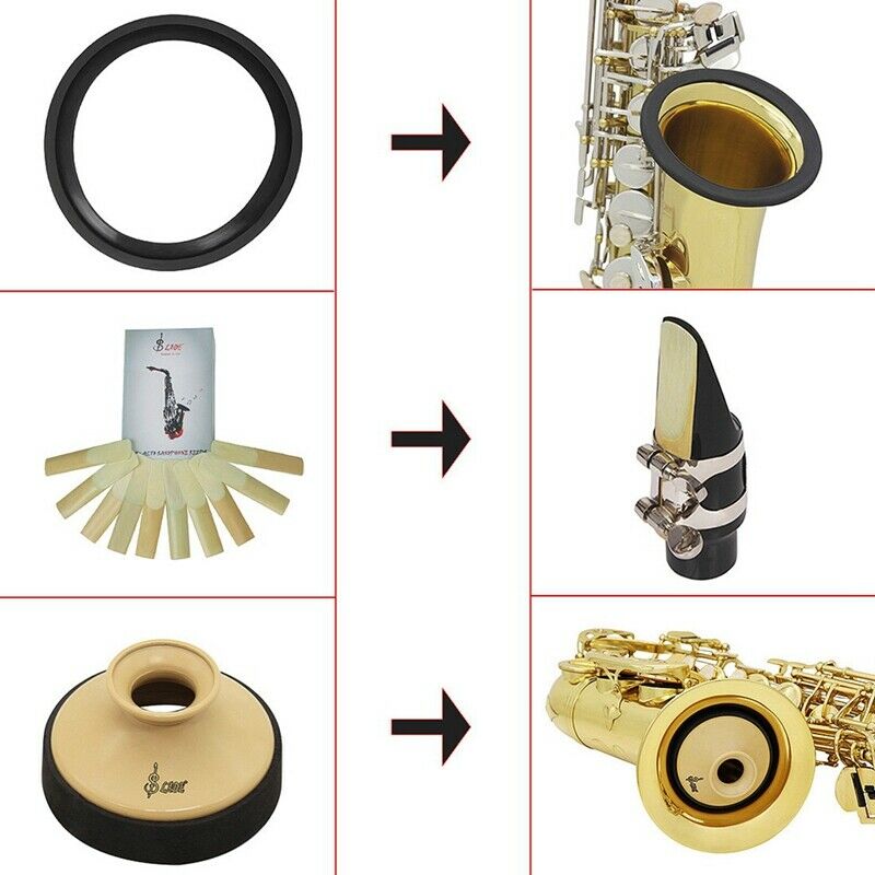 Alto Saxophone Sax Accessory Kit Reeds+Practice Mute+Silencer Ring for Begi