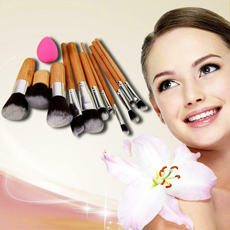11 Pcs Makeup Brush + Sponge Puff