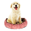 Soft and Comfortable Round Shape Dots Print Dog Cat Basket Bed Warm Nest