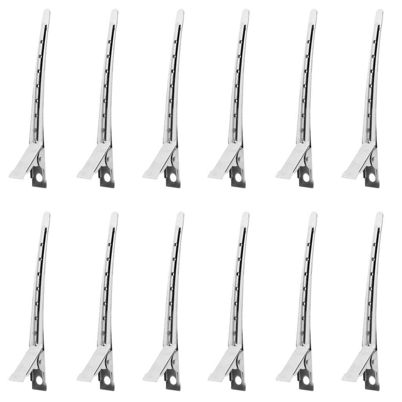 12x Professional Metal Hair Clips Sectioning Salon Hairdressing Curling Grip