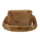Women Plush Messenger Bag Big Capacity Fluffy Shoulder Handbags (Brown)