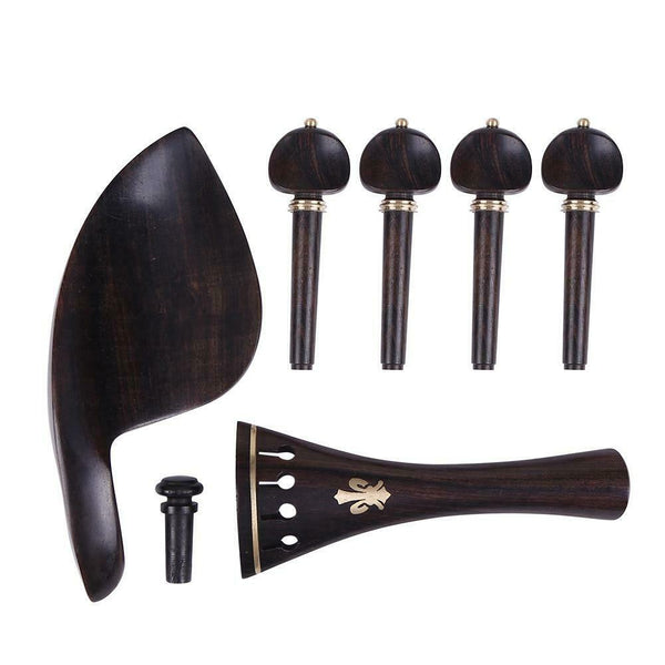 7pcs/Set Ebony Violin Parts 4/4 Fittings Chinrest Pegs Tailpiece Tuners En A#S