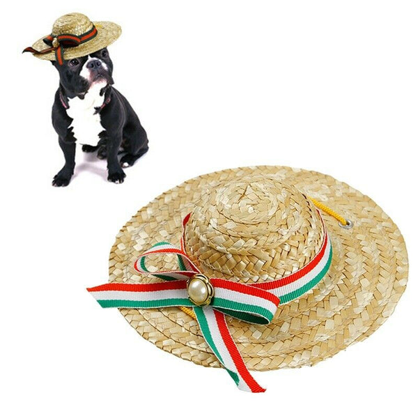 Mini Pet Dogs Sombrero Sun Hat Beach Party Straw Hats Dogs fashion Style Ha T1R2