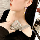 Zircon Five-Pointed Star Earrings Long Temperament Fringed Crystal Earrings