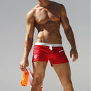 Men Swimming Trunks Swimwear Quick-Drying Swim Beach Shorts (Red M) A