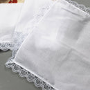 5pcs Lady Cotton Handkerchiefs Lace Trim White Hanky Kerchief  Square