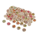 100Pc DIY Mixed Tree Pattern 2 Holes Wooden Buttons Sewing Scrapbooking 15mm