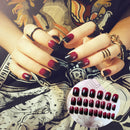 24pcs/pack black&red french false nails nail art design nail tips with glue-y