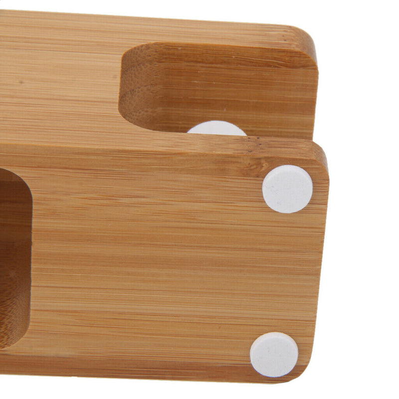 Bamboo Combo Table Charging Station Stand Holder Dock For