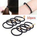 10pcs Black Colors Rope Elastics Hair Ties 4mm Thick Hairbands Girl's Hair Ba.ES