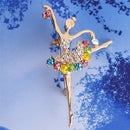 Dancing Ballet Girl  Rhinestone Brooch Pin Jewelry Women Bouquet Accessory FT