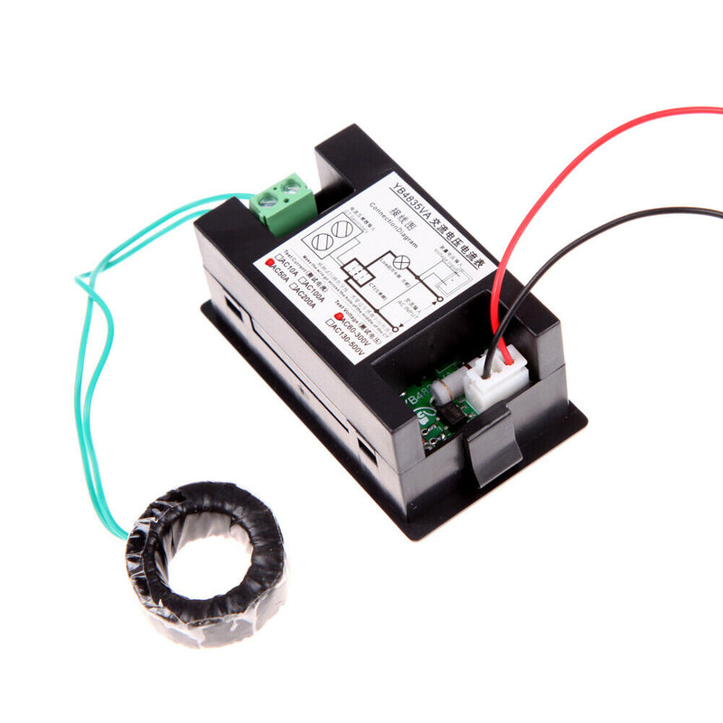 AC Digital Ammeter Voltmeter LCD Panel Amp Volt Meter 100A 300V Black