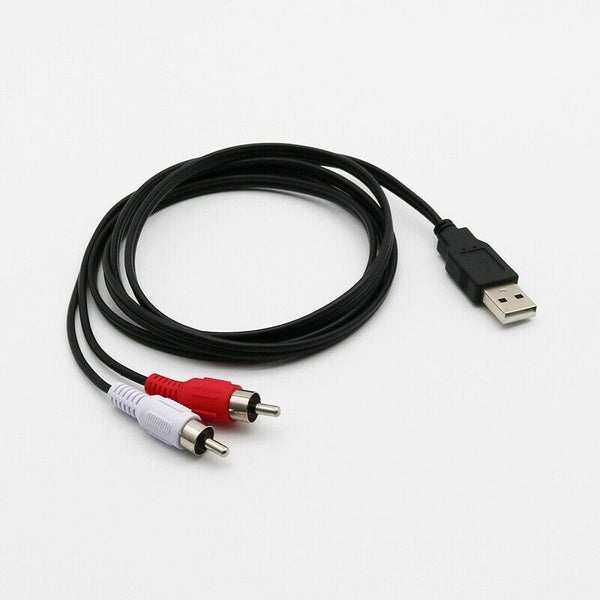 1.5M Usb A Male To 2X Rca Phono Male Av Cable Lead Pc Tv Aux Audio Video Ad L5M3