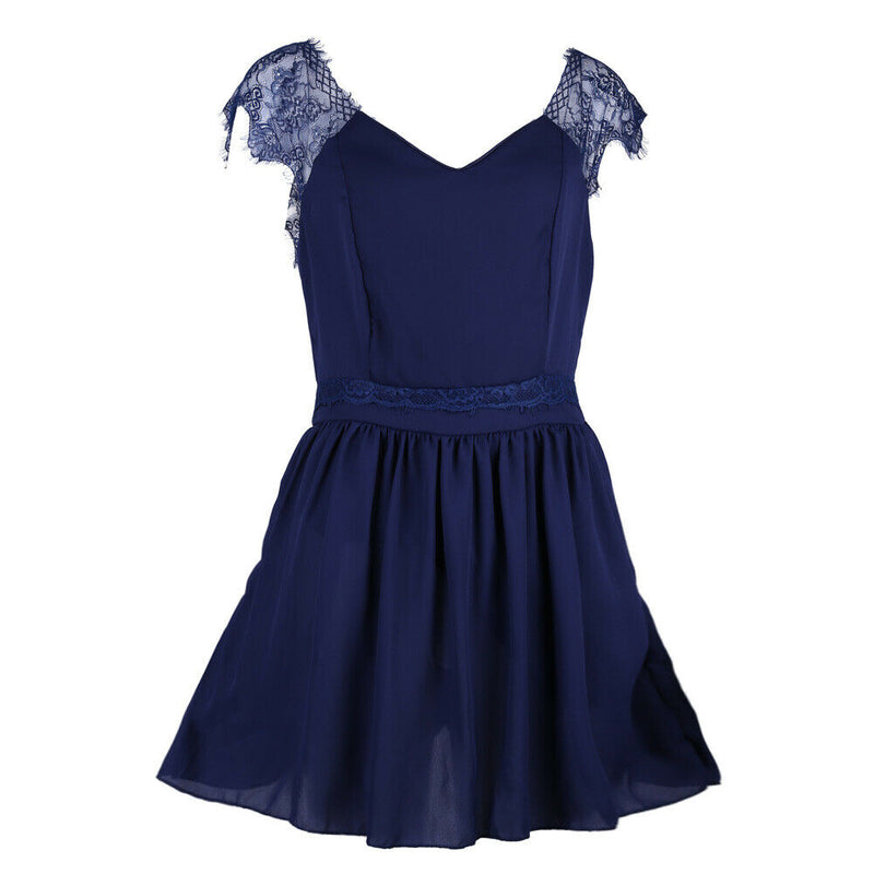 Womens Backless Lace Party Dress Fashion Strapless V Neck Bodycon Sundress