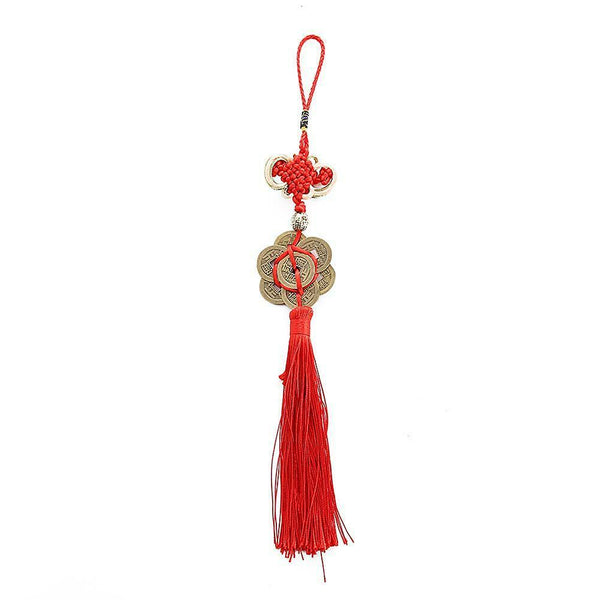 Copper Coins Red Chinese Knot Wealth Success Lucky Charm Car Home Ornament Decor