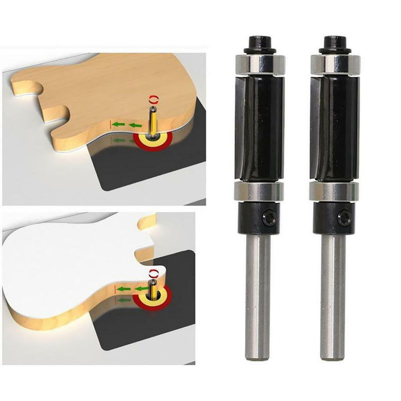 1 Set Solid Carbide Flush Trim Top & Bottom Bearing Router Bit 25mm, 38mm