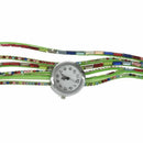 Women's Quartz Wrap Around Leather Bracelet Wrist Watch Light Green H5V4